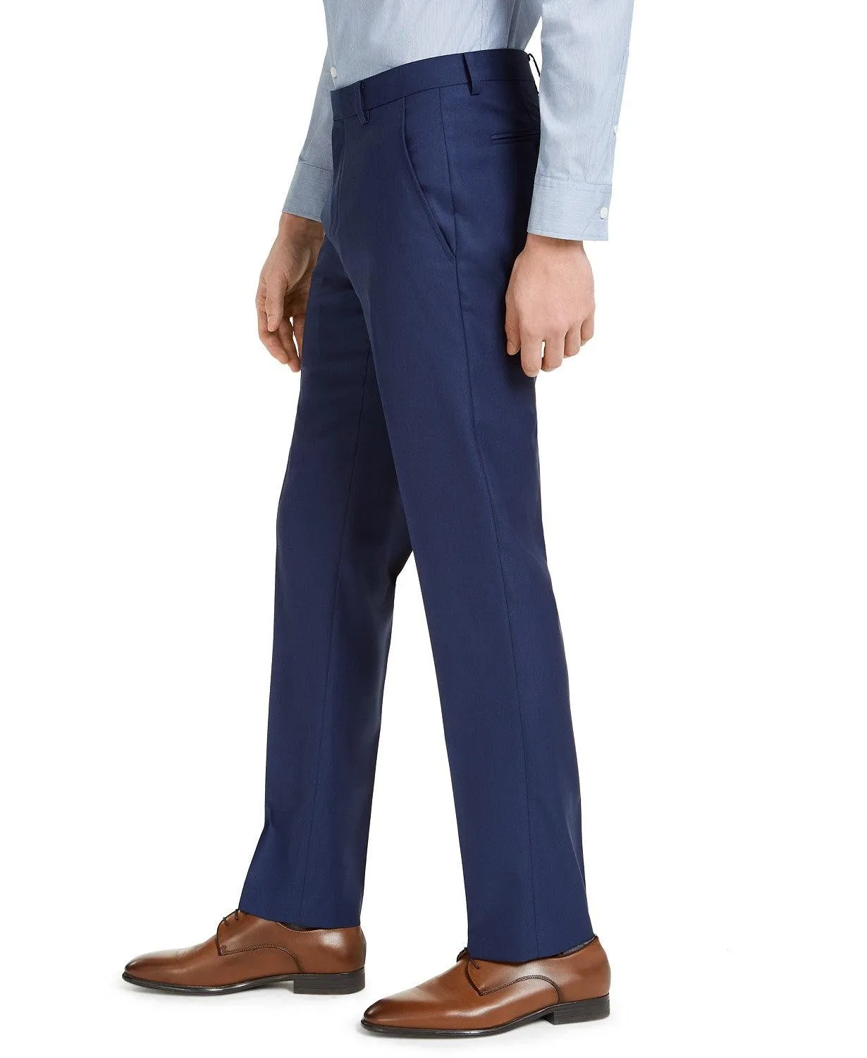 Alfani Mens Slim fit Dress Pants 34 / 30 Blue Solid Stretch
