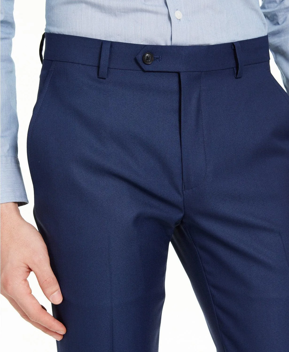 Alfani Mens Slim fit Dress Pants 34 / 30 Blue Solid Stretch