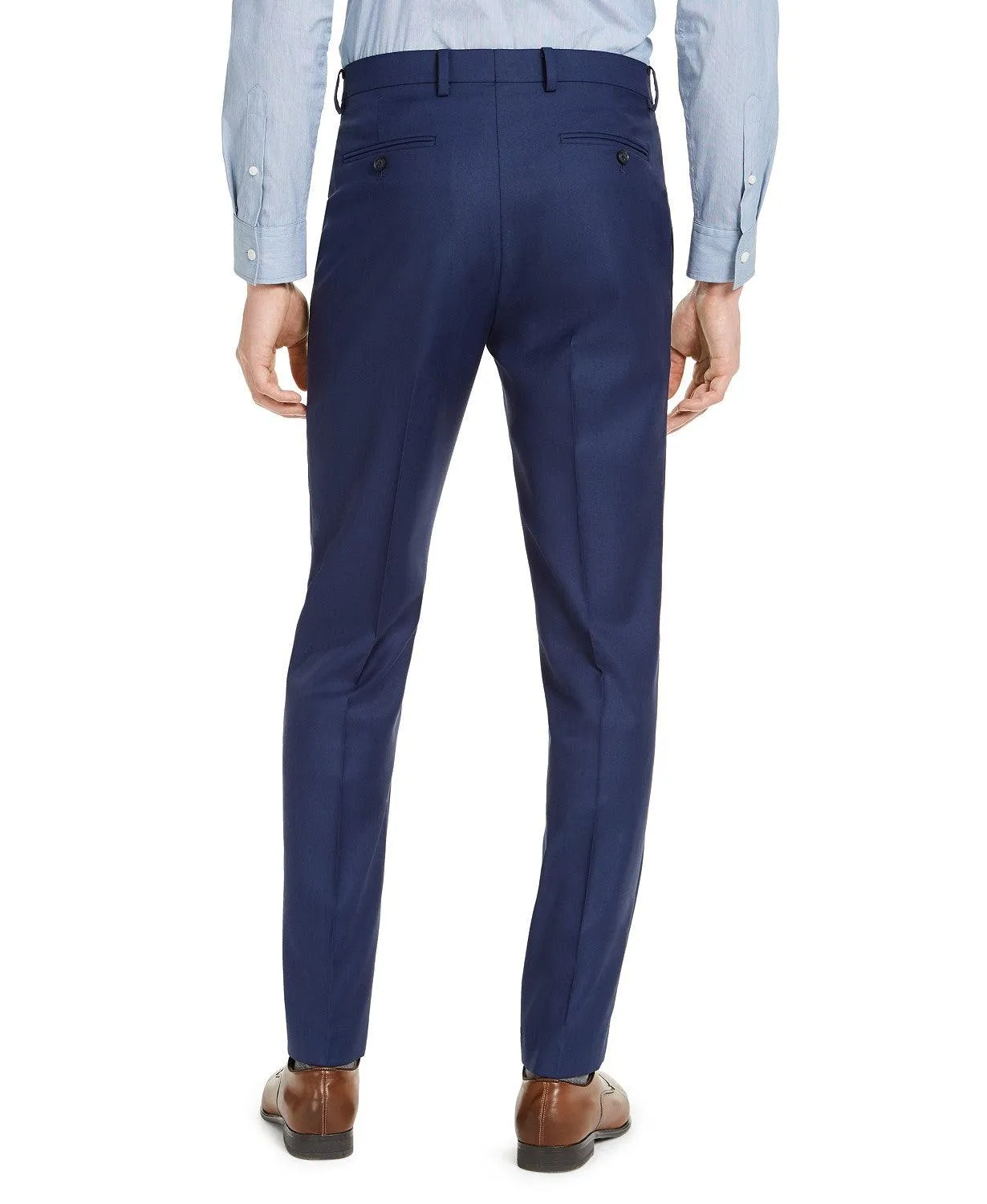 Alfani Mens Slim fit Dress Pants 34 / 30 Blue Solid Stretch