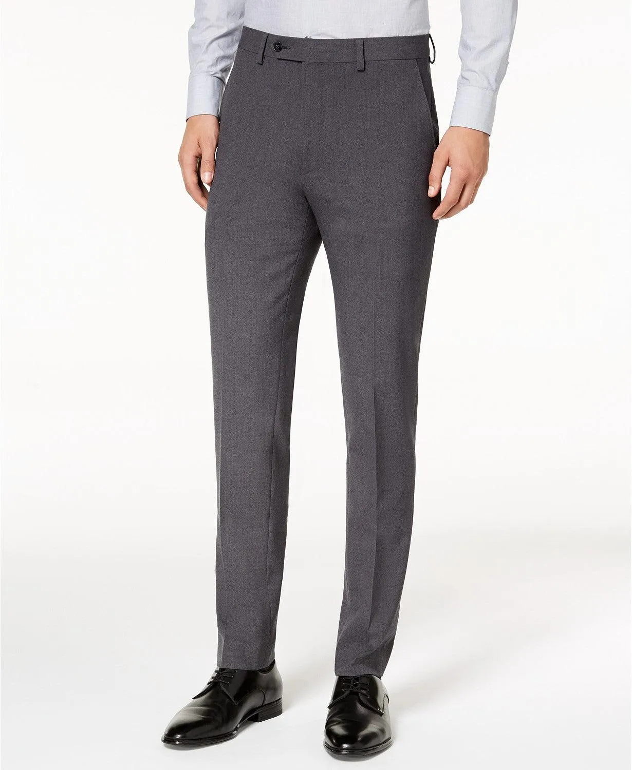 Calvin Klein Mens Skinny fit Dress Pants 38 / 30 Grey Solid Stretch