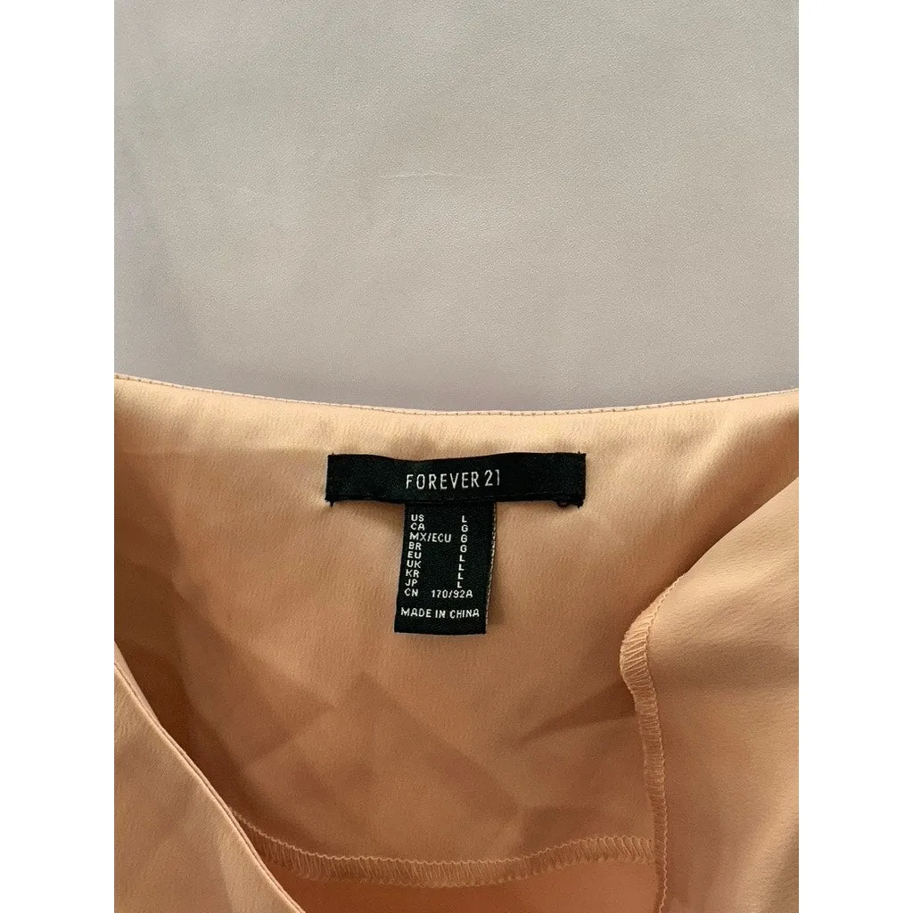 FOREVER 21 Women’s Gold Satin Button-Wrap V-Neck Adjustable Strap Mini Dress SZL