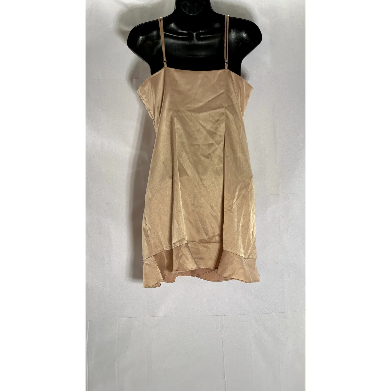 FOREVER 21 Women’s Gold Satin Button-Wrap V-Neck Adjustable Strap Mini Dress SZL