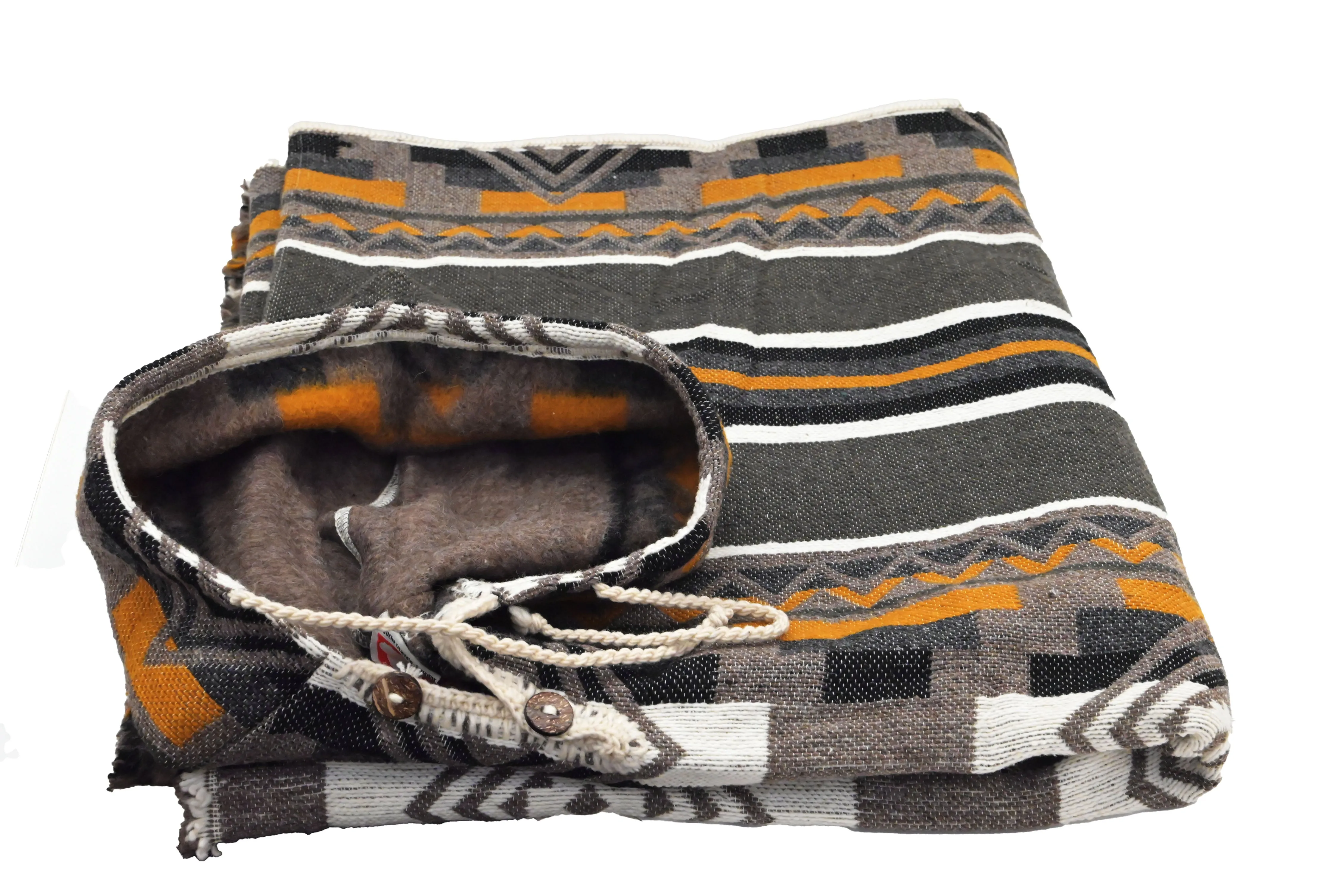 Geometric Poncho Brown
