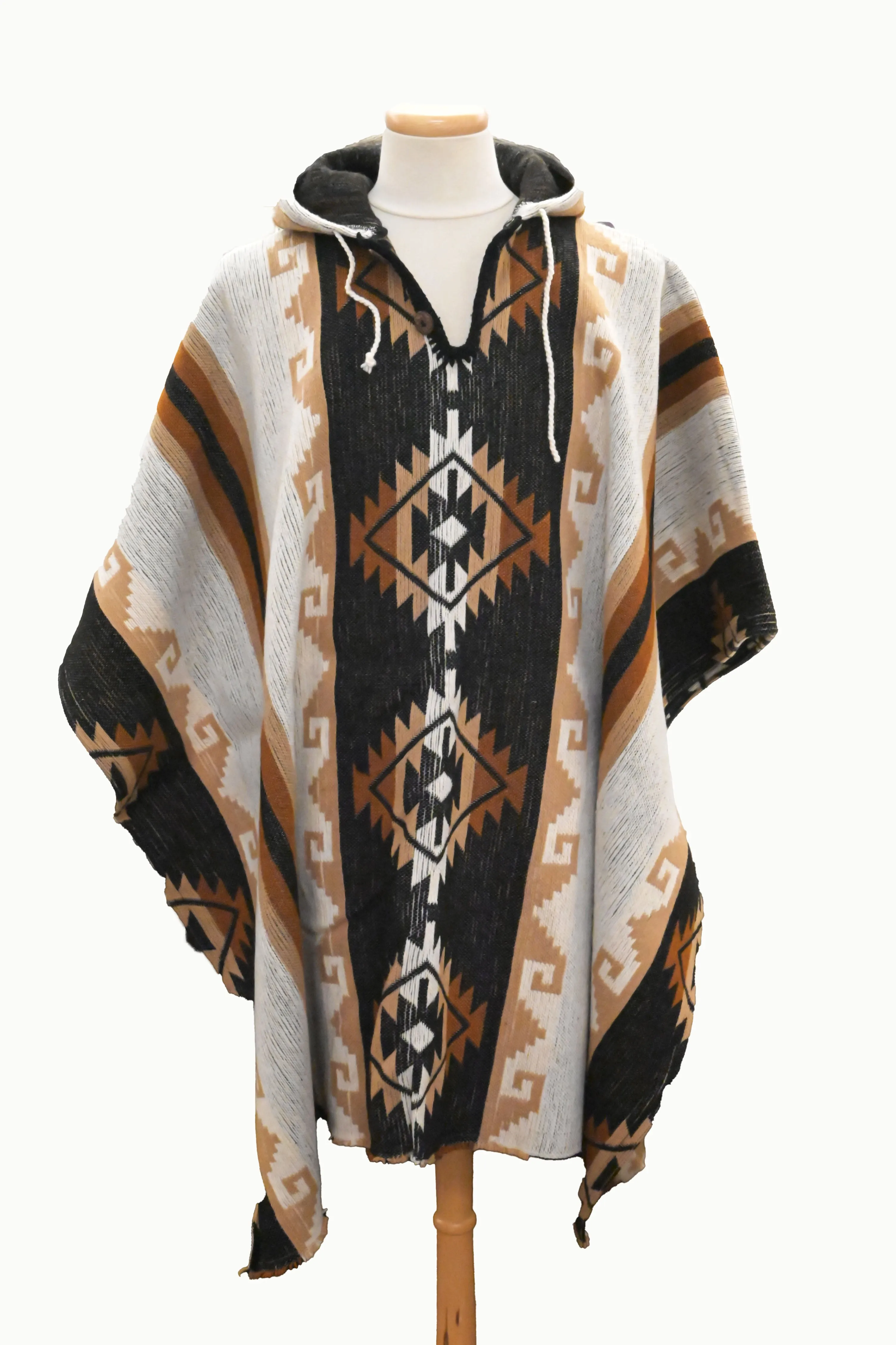 Geometric Poncho Brown
